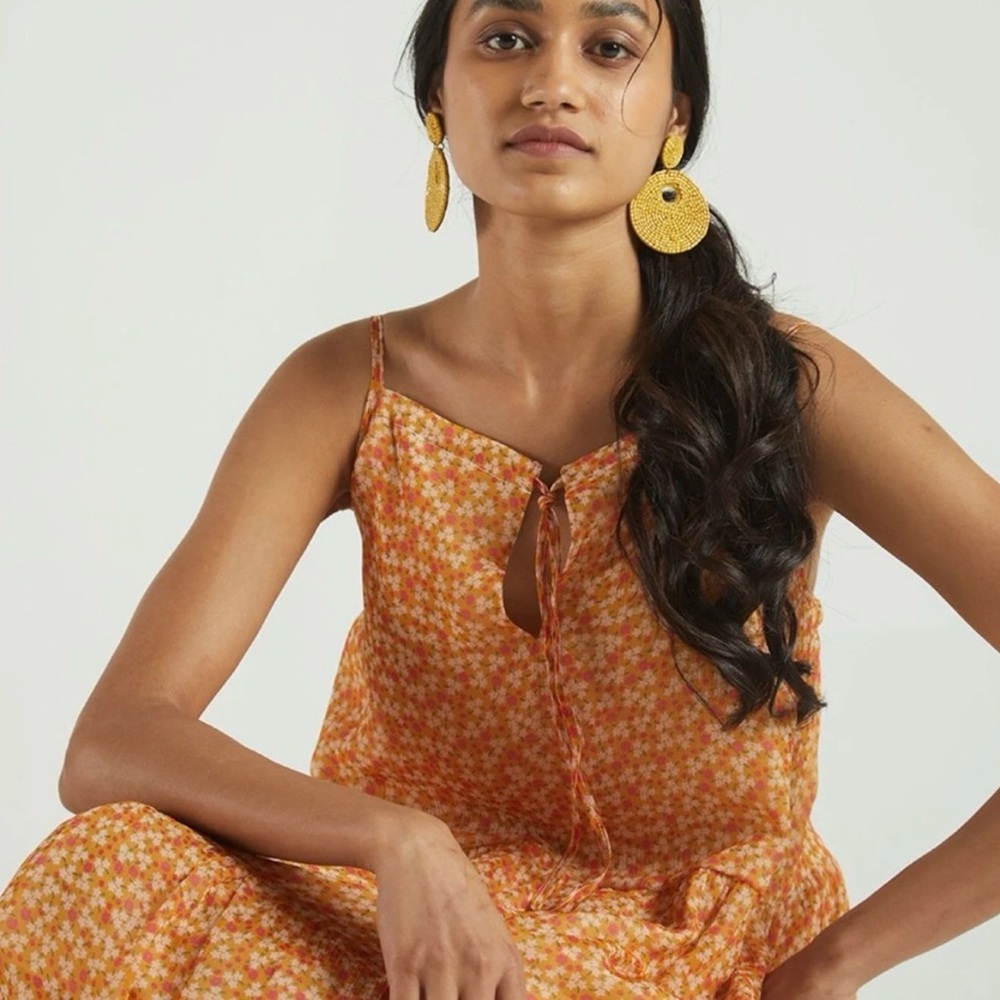 Madewell X Reistor Floral Orange Cami Dress - Picture 2 of 7